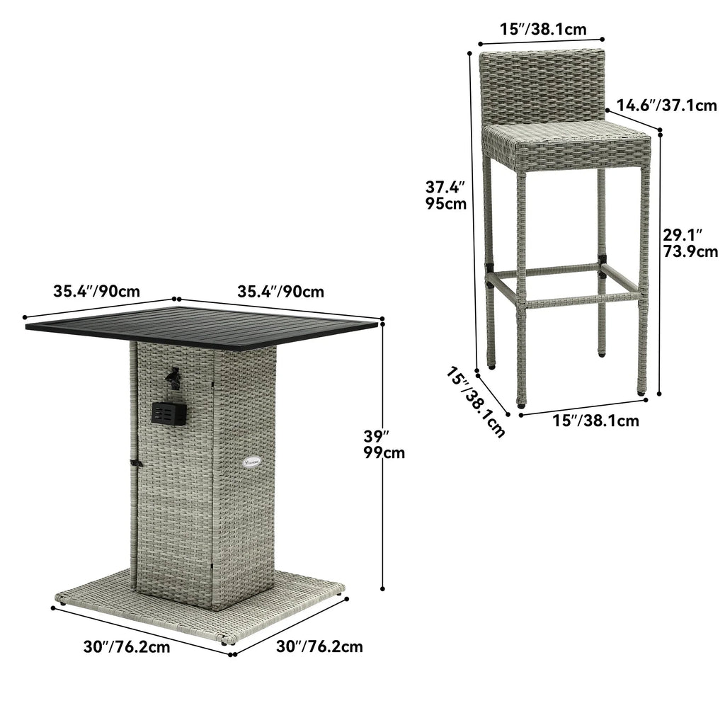 Ensemble de bar extérieur en osier Moasis 5 pièces - 5 PCS