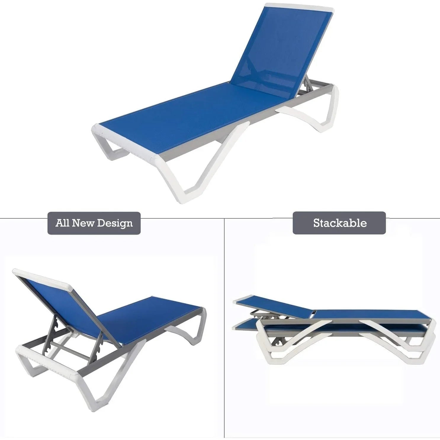 Kozyard Alan Chaise longue de patio inclinable et réglable, entièrement plate, en aluminium et résine de polypropylène
