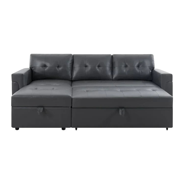 Canapé d'angle réversible convertible avec lit gigogne, méridienne de rangement et pieds durables