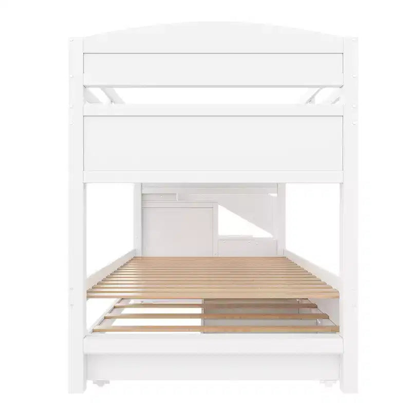 Lit superposé Whisen Twin XL avec lit gigogne, lit superposé avec rangement, lit superposé en bois massif, escalier de rangement, armoire, 3 tiroirs, pour enfants