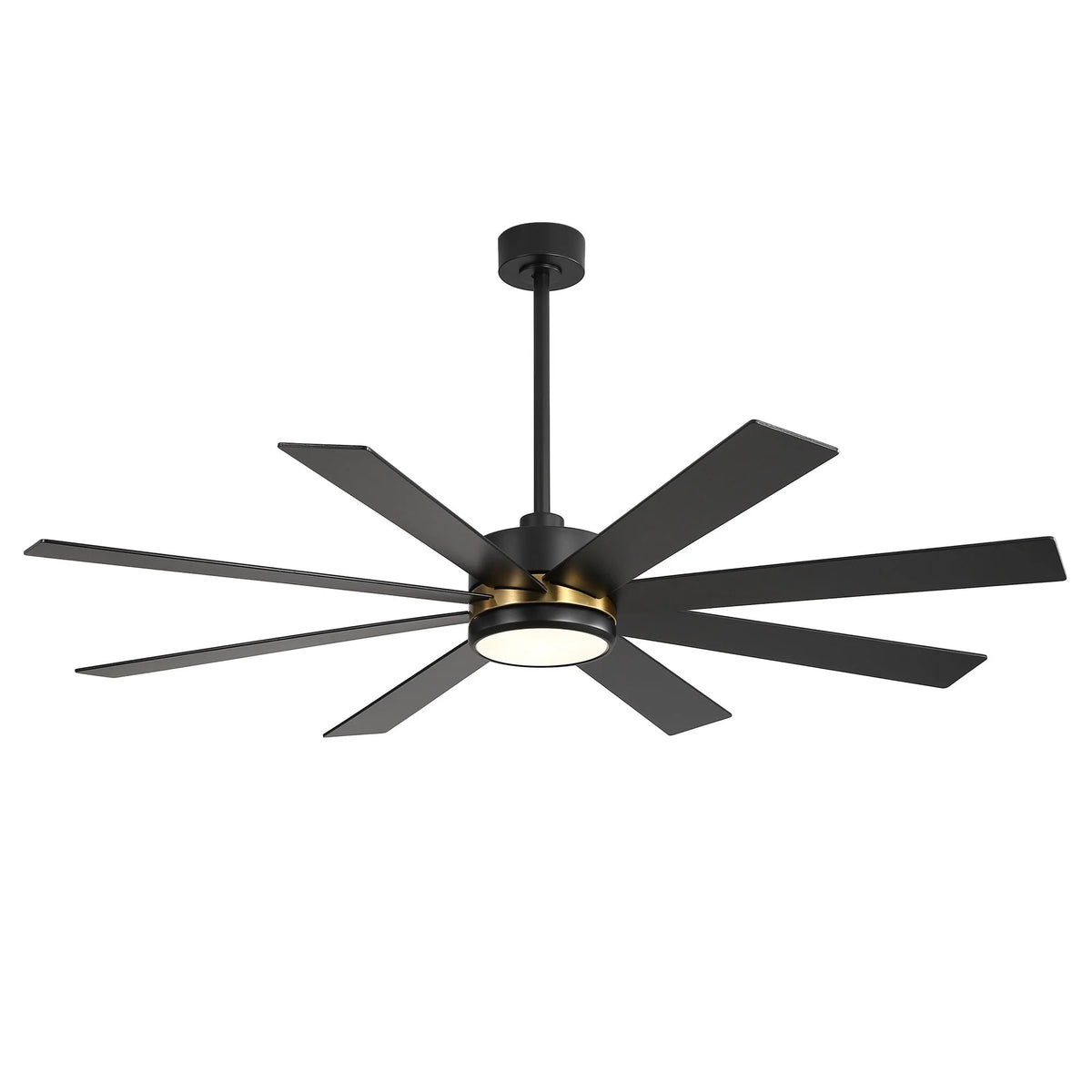 Ventilateur de plafond de 65 pouces à 8 pales noires avec lumière LED et télécommande
