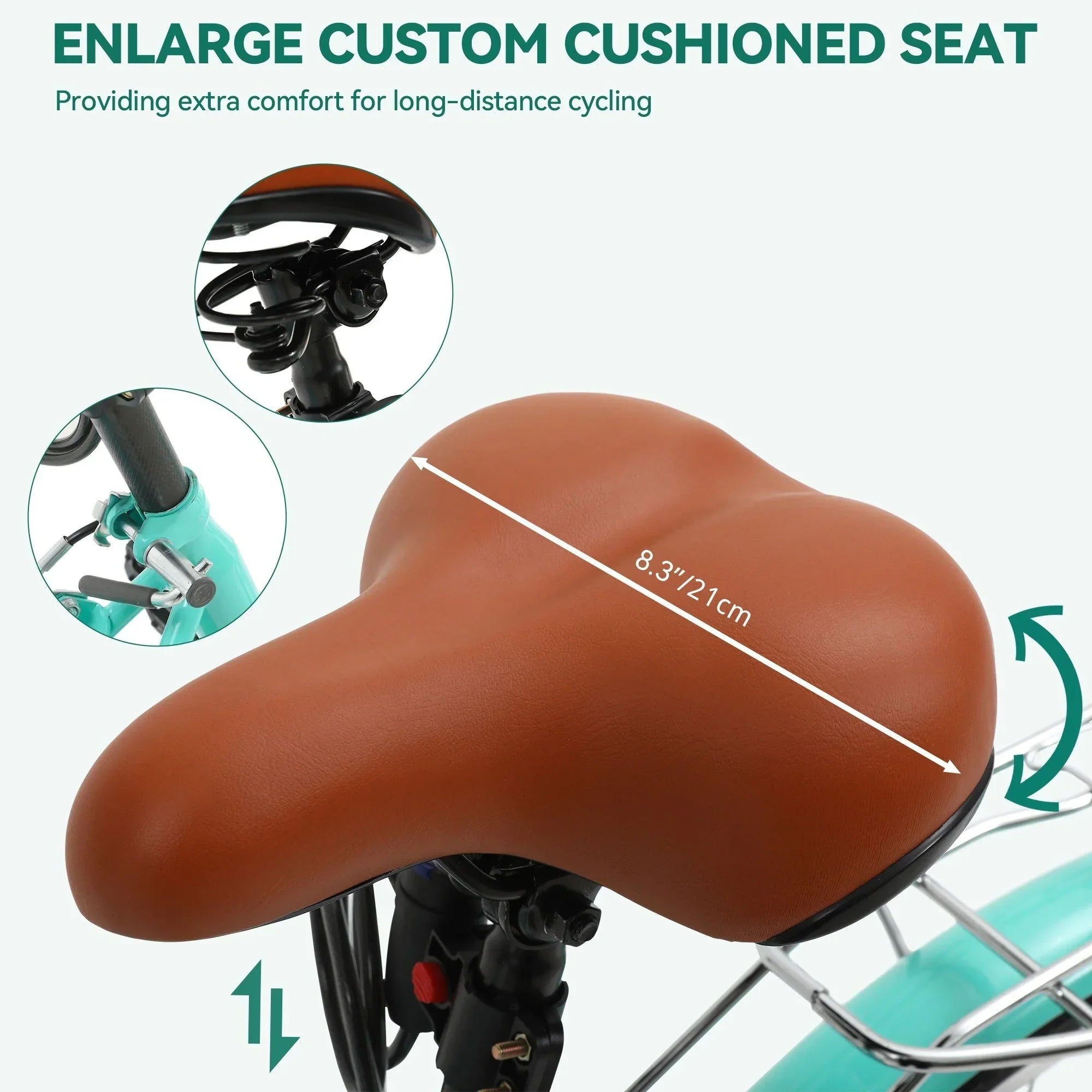 Moasis24/26 Vélo Cruiser 7 Vitesses, Vélo à Cadre Bas Ajustable, Vélo de Ville, Bicyclette