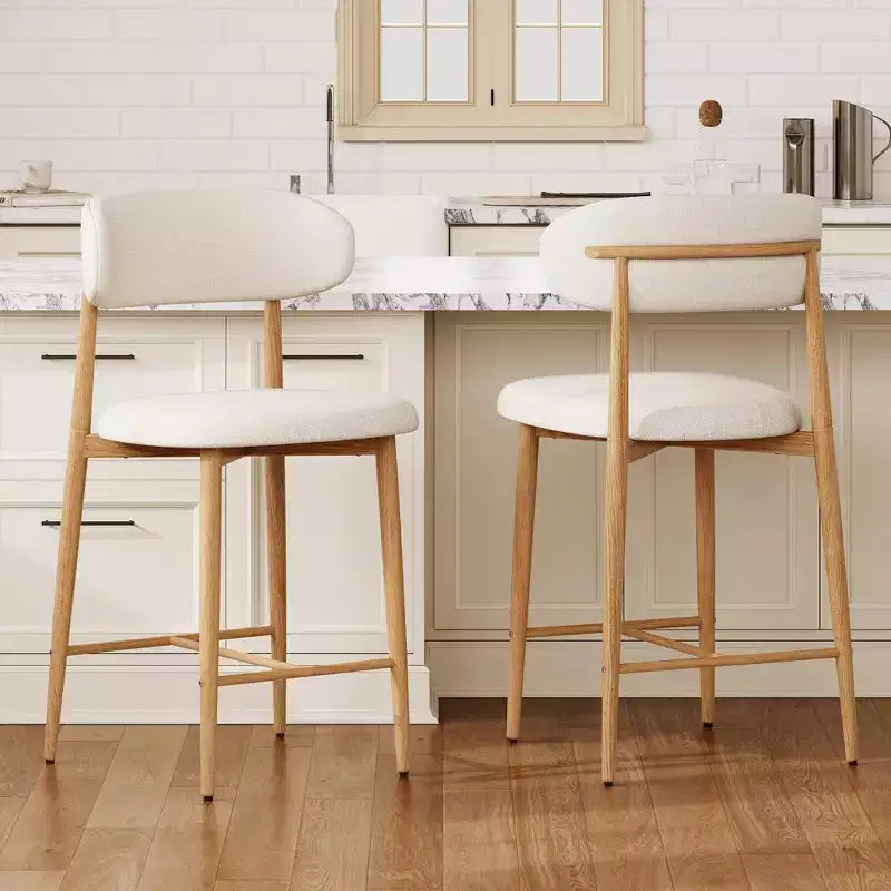 Tabouret de bar hauteur comptoir avec siège rembourré et pieds en métal, chaise d'îlot de cuisine moderne de 66,8 cm