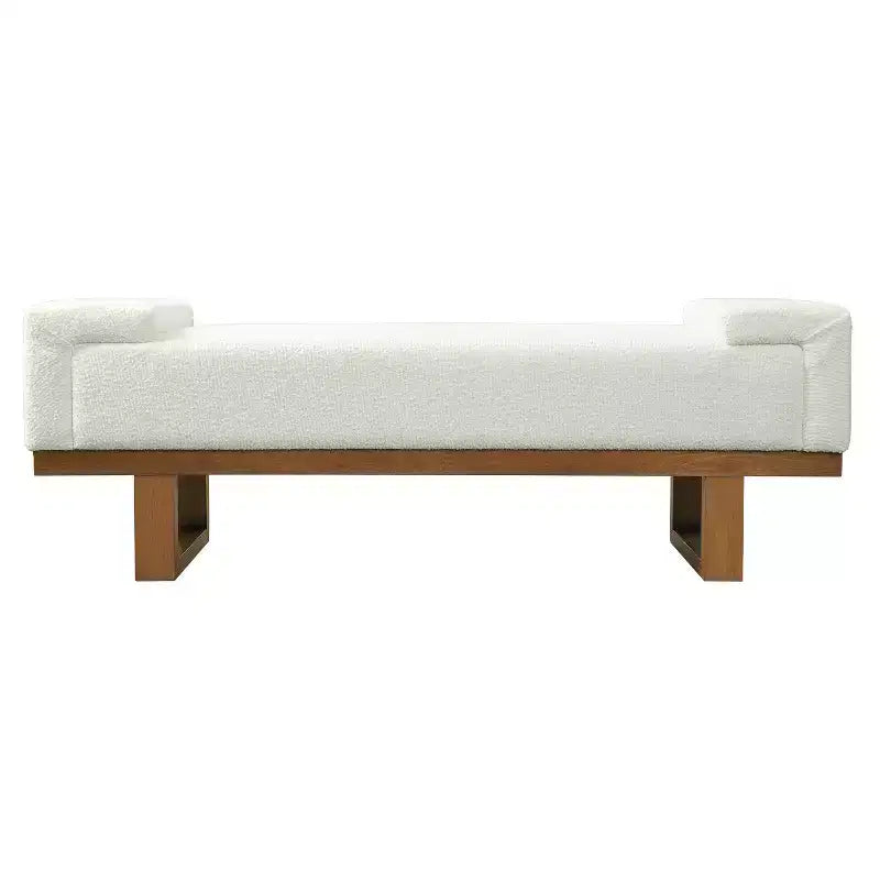 Banc rembourré Paulina moderne en bois d'hévéa et tissu bouclé Christopher Knight Home