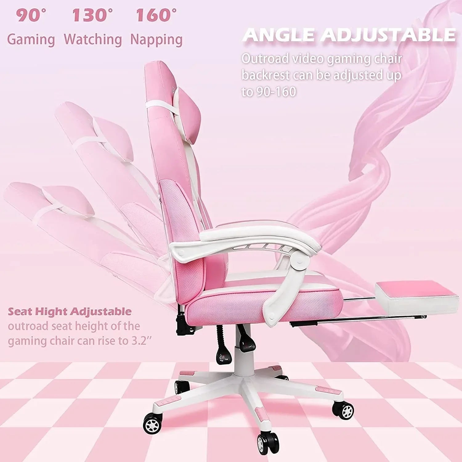 Chaise de jeu style course BOSSIN, fauteuil gamer grande taille 300 lb, chaise d'ordinateur à dossier haut