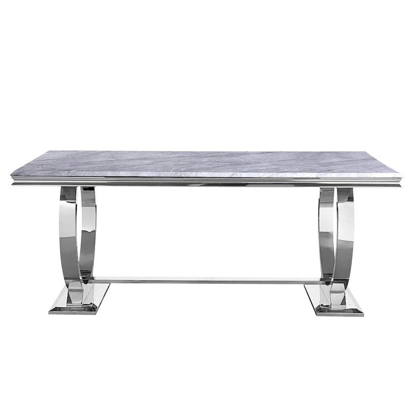 Table de salle à manger moderne avec piètement en U en acier inoxydable