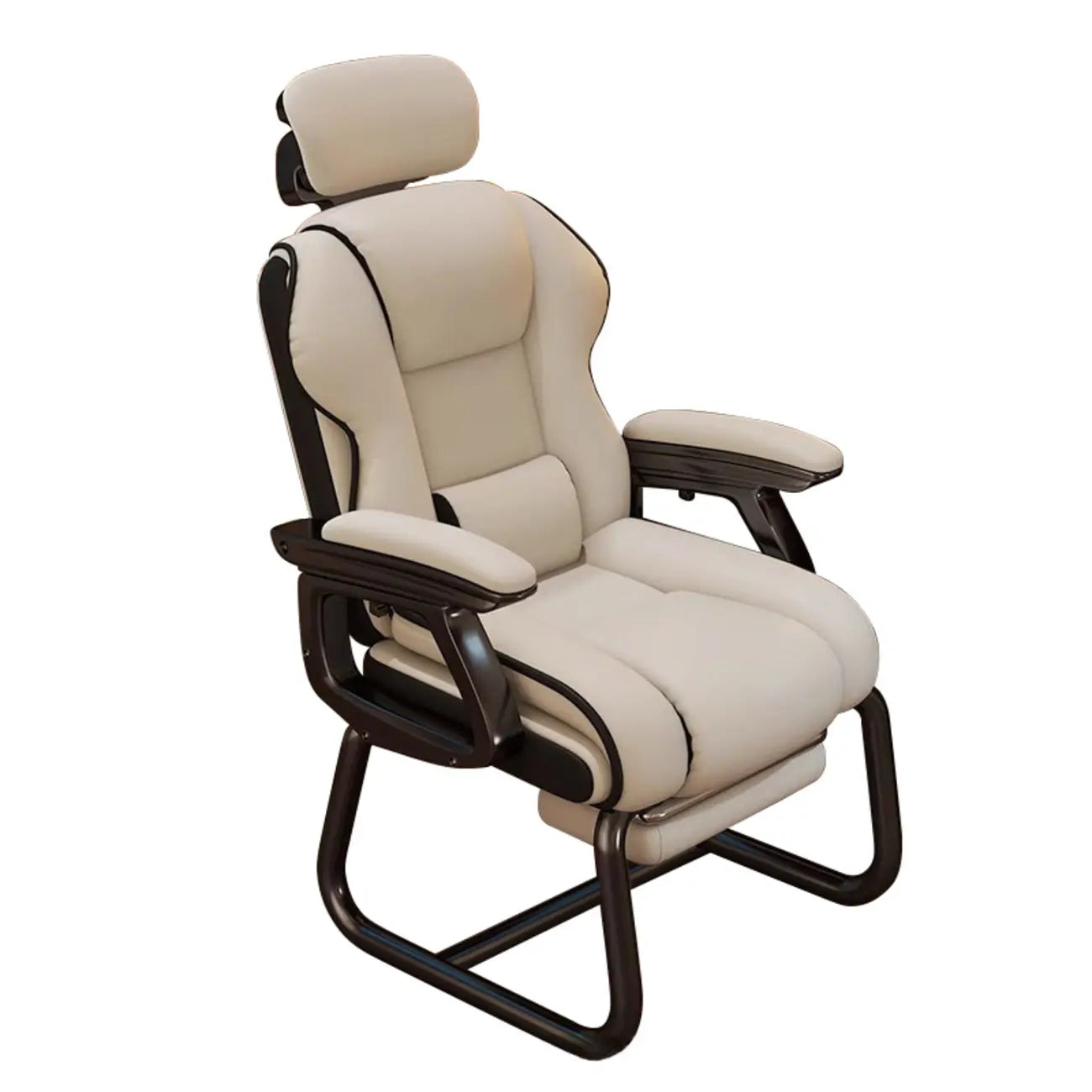 Fauteuil de direction ergonomique en cuir jaune à dossier haut
