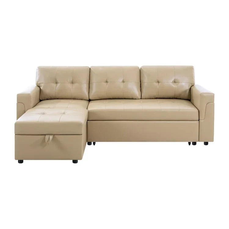 Canapé d'angle réversible convertible avec lit gigogne, méridienne de rangement et pieds durables