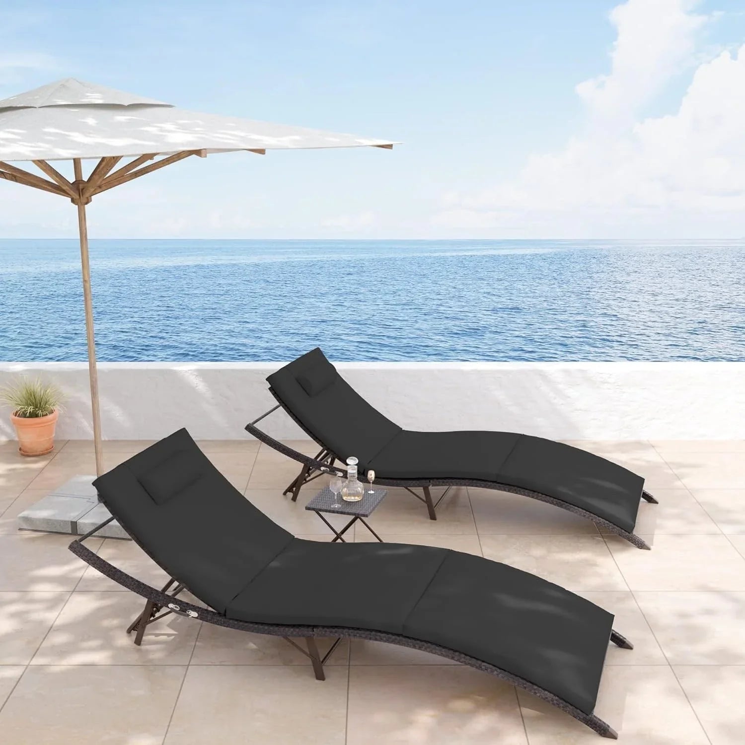 Ensemble de 3 chaises longues d'extérieur Kullavik