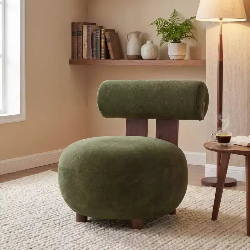 Christopher Knight Home Chariya, fauteuil d'appoint sculptural moderne en velours et bois d'hévéa, avec dossier cylindrique