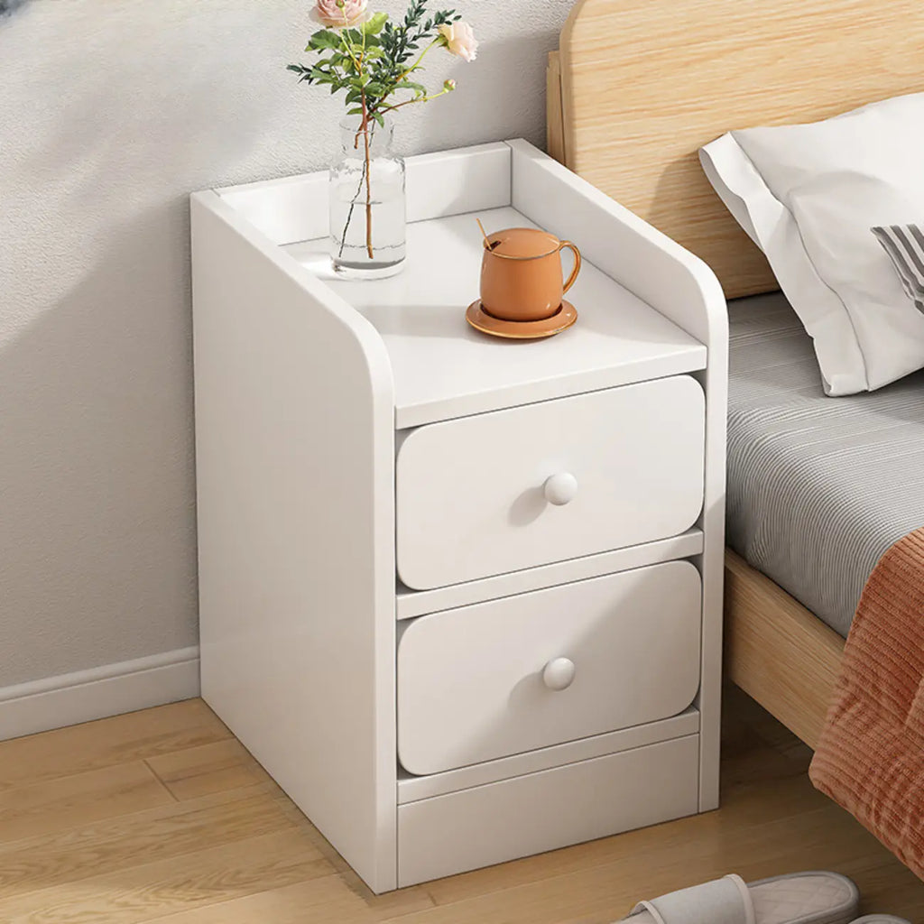 Table de chevet simple en bois naturel blanc à 2 tiroirs