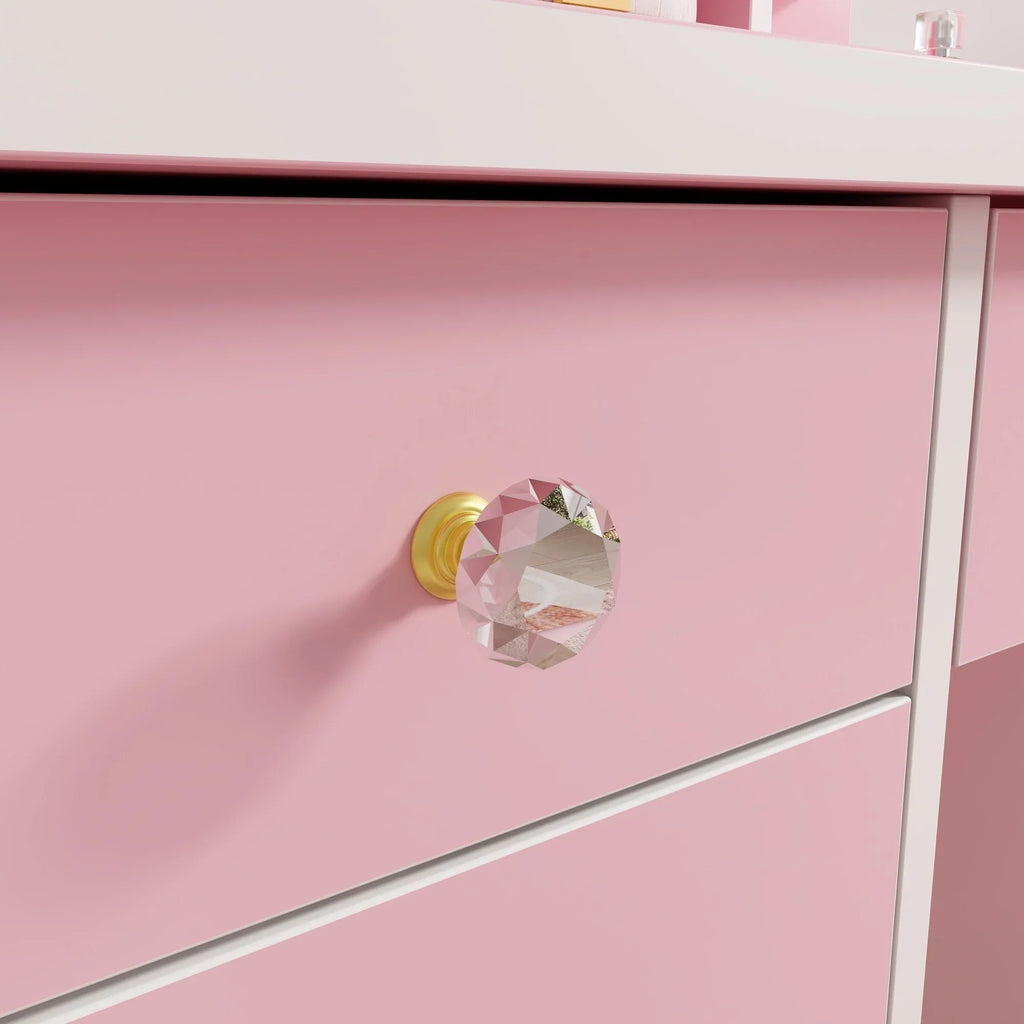 Coiffeuse avec miroir LED intégré et tabouret