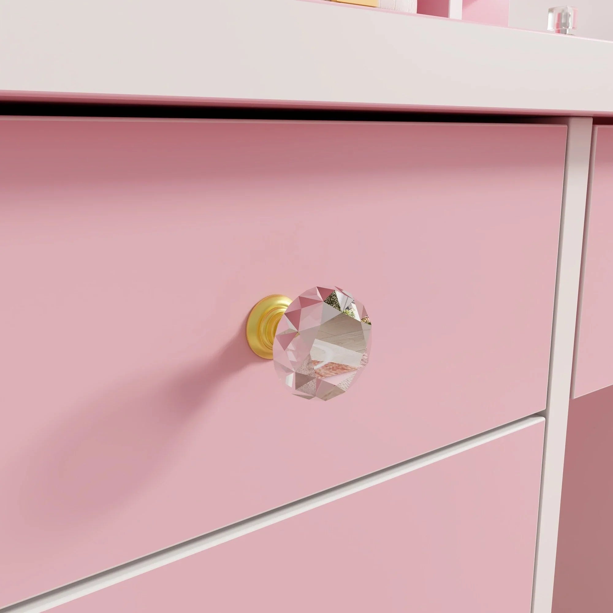Coiffeuse avec miroir LED intégré et tabouret