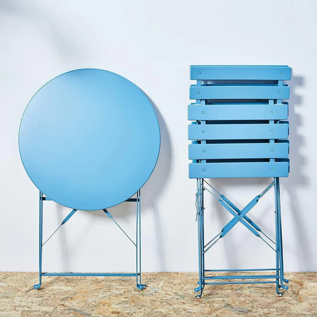 Ensemble bistrot pliant en métal 3 pièces, salon de conversation intérieur/extérieur résistant aux intempéries pour patio, cour, jardin
