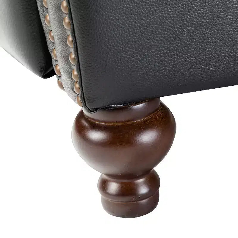 Ensemble de 2 fauteuils inclinables modernes en cuir véritable Elisabete avec garniture cloutée vintage pour salon et chambre à coucher | ART OF LIVING DESIGNS