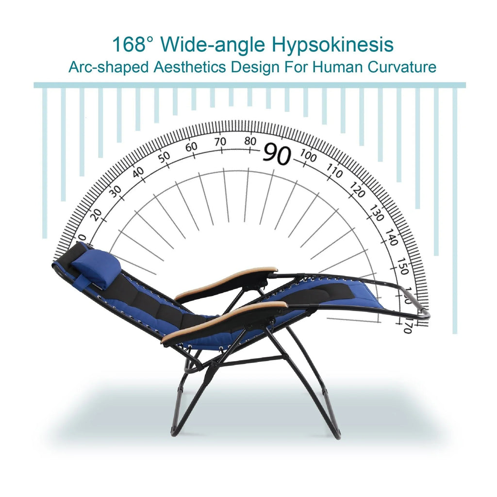 Fauteuil de relaxation zéro gravité XL surdimensionné rembourré avec accoudoirs plus larges et porte-gobelet réglable - N/A