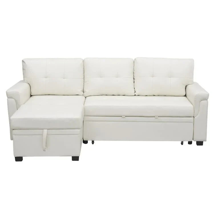 Canapé d'angle réversible convertible avec lit gigogne, méridienne de rangement et pieds durables