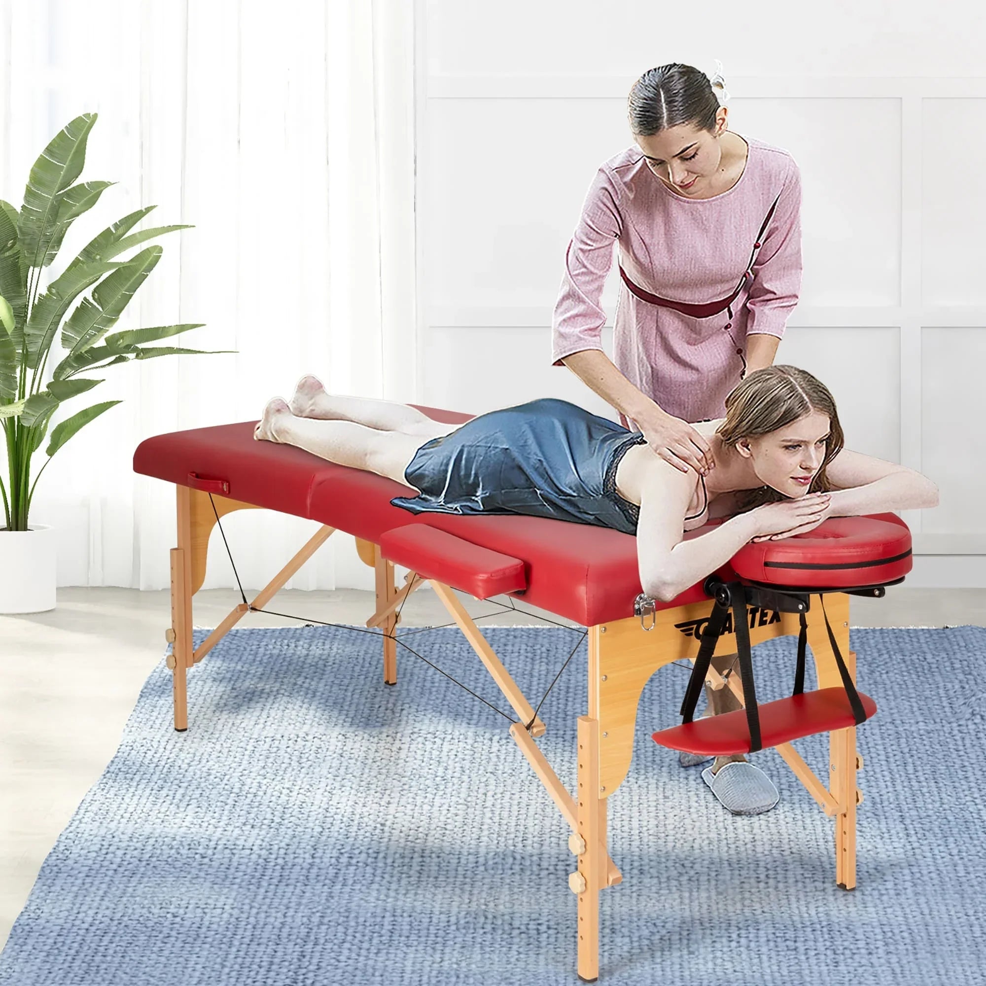 Table de Massage Portable 84L Réglable pour Soins du Visage, Tatouage, avec Housse de Transport