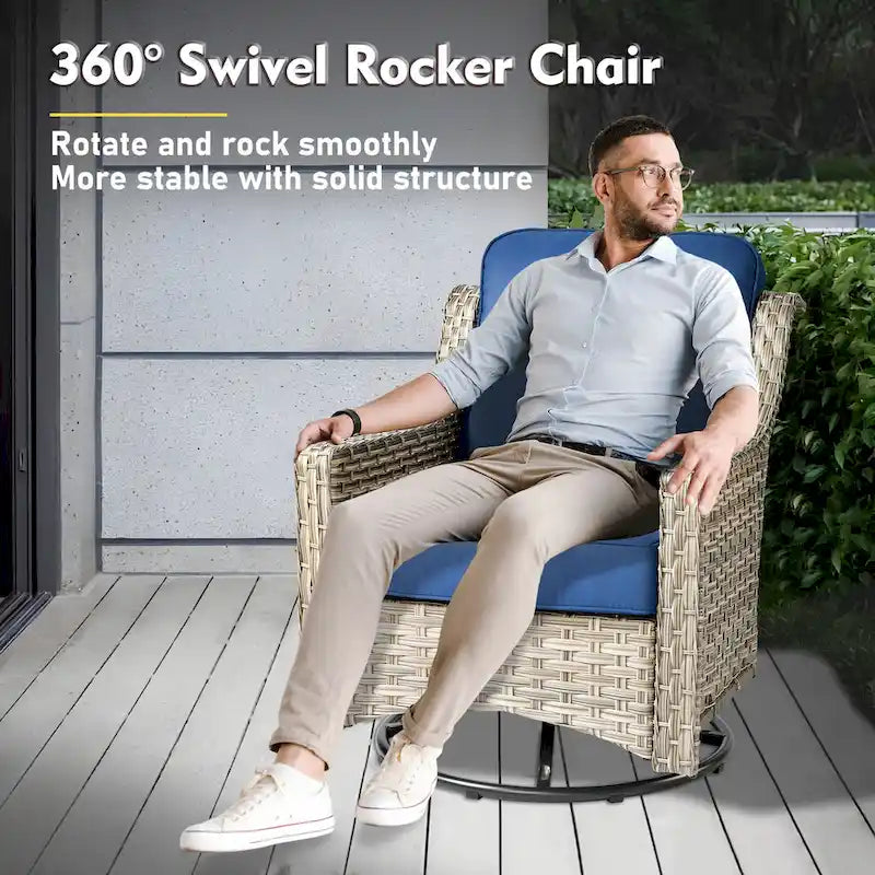 Ensemble de conversation de jardin 9 pièces XIZZI avec fauteuil pivotant