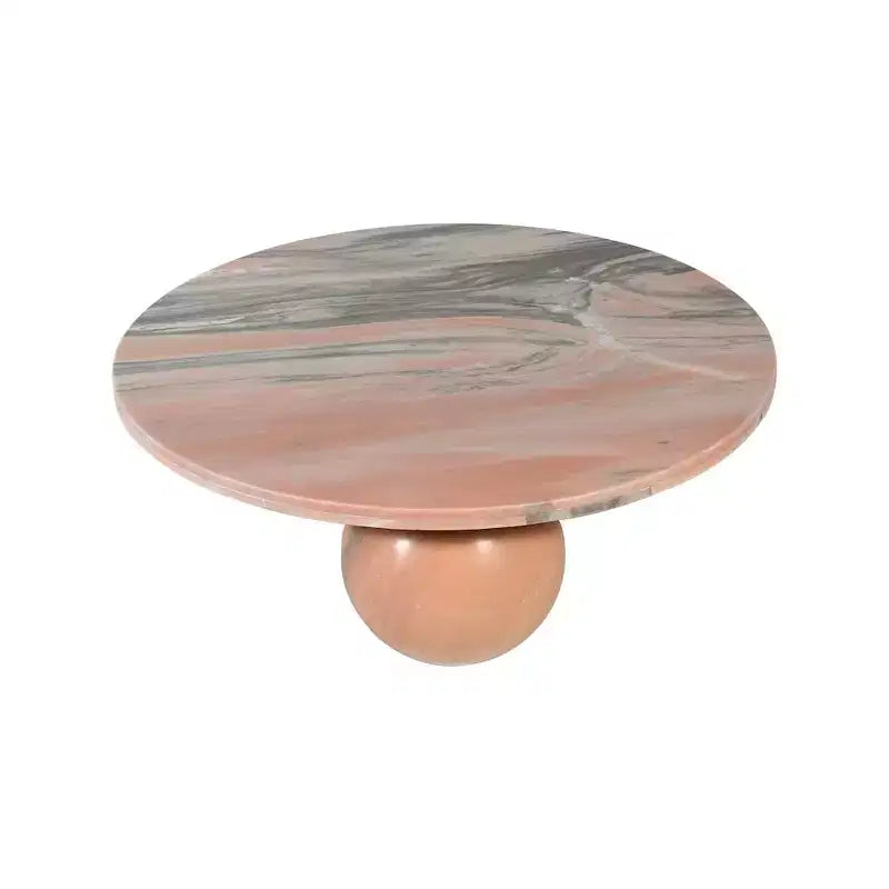Table basse ronde en marbre avec pieds sphériques, multicolore, 4-6 places