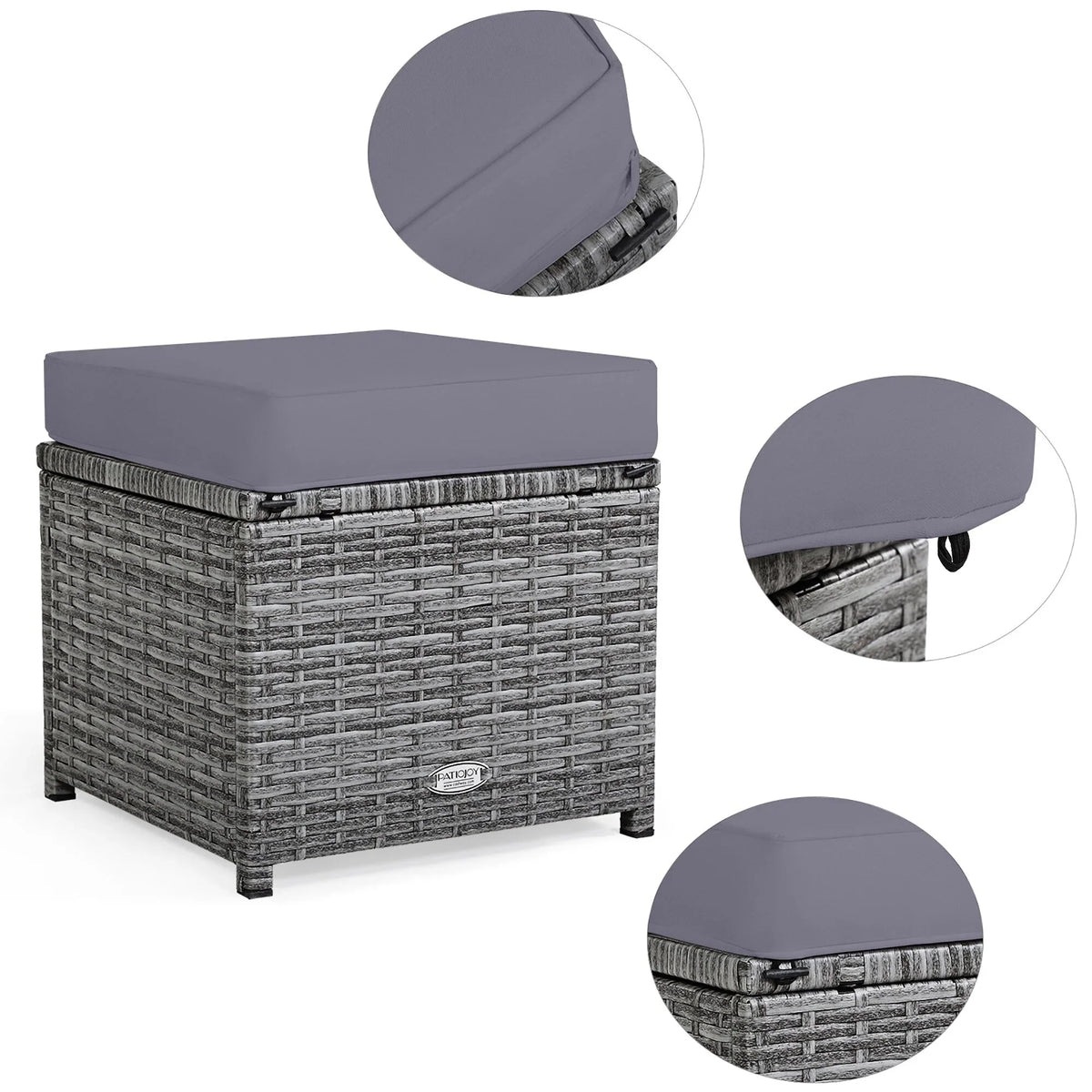 Ensemble de salle à manger Costway 7 pièces en rotin pour terrasse, canapé sectionnel et pouf - Voir détails