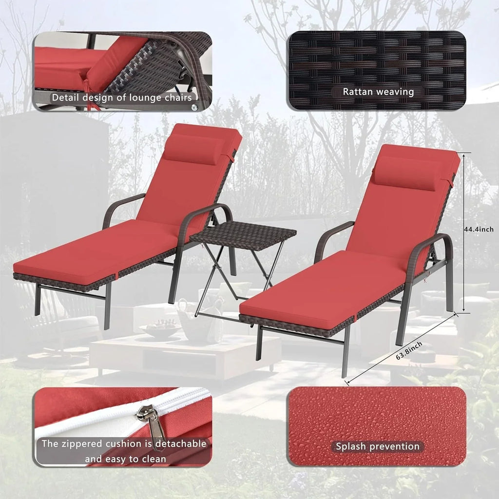 Ensemble de 3 chaises longues d'extérieur Kullavik