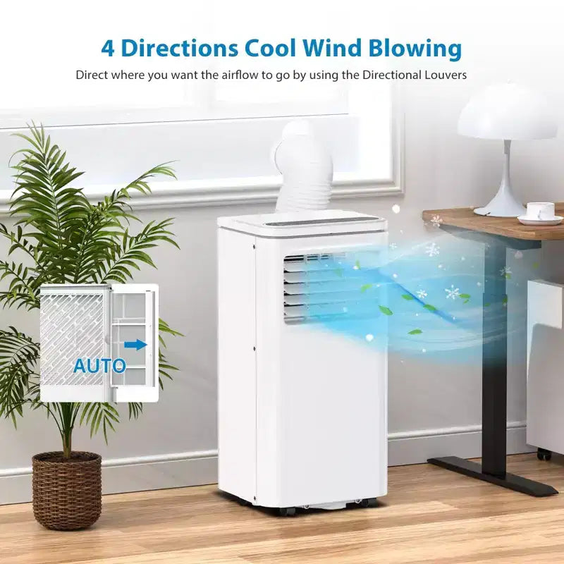 Climatiseur portable 10 000 BTU, Climatiseur de maison avec télécommande pour pièce jusqu'à 42 m², fonctions 3-en-1/minuterie 24h/roulettes