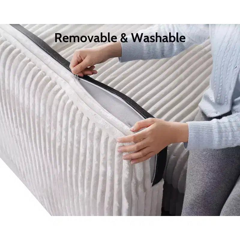 Canapé d'angle modulaire en velours côtelé Dyonery avec housses lavables
