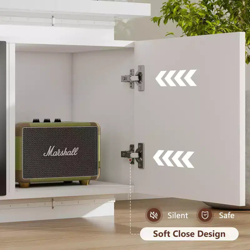 Meuble TV Skyzoo avec foyer électrique intégré, pour téléviseurs jusqu'à 80 pouces, avec lumières LED et 4 prises CA, console TV pour salon