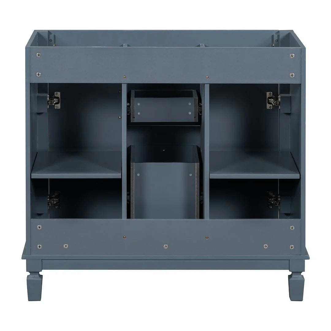 Meuble-lavabo de salle de bain moderne de 91 cm avec lavabo et armoire de toilette, 2 portes et 2 tiroirs