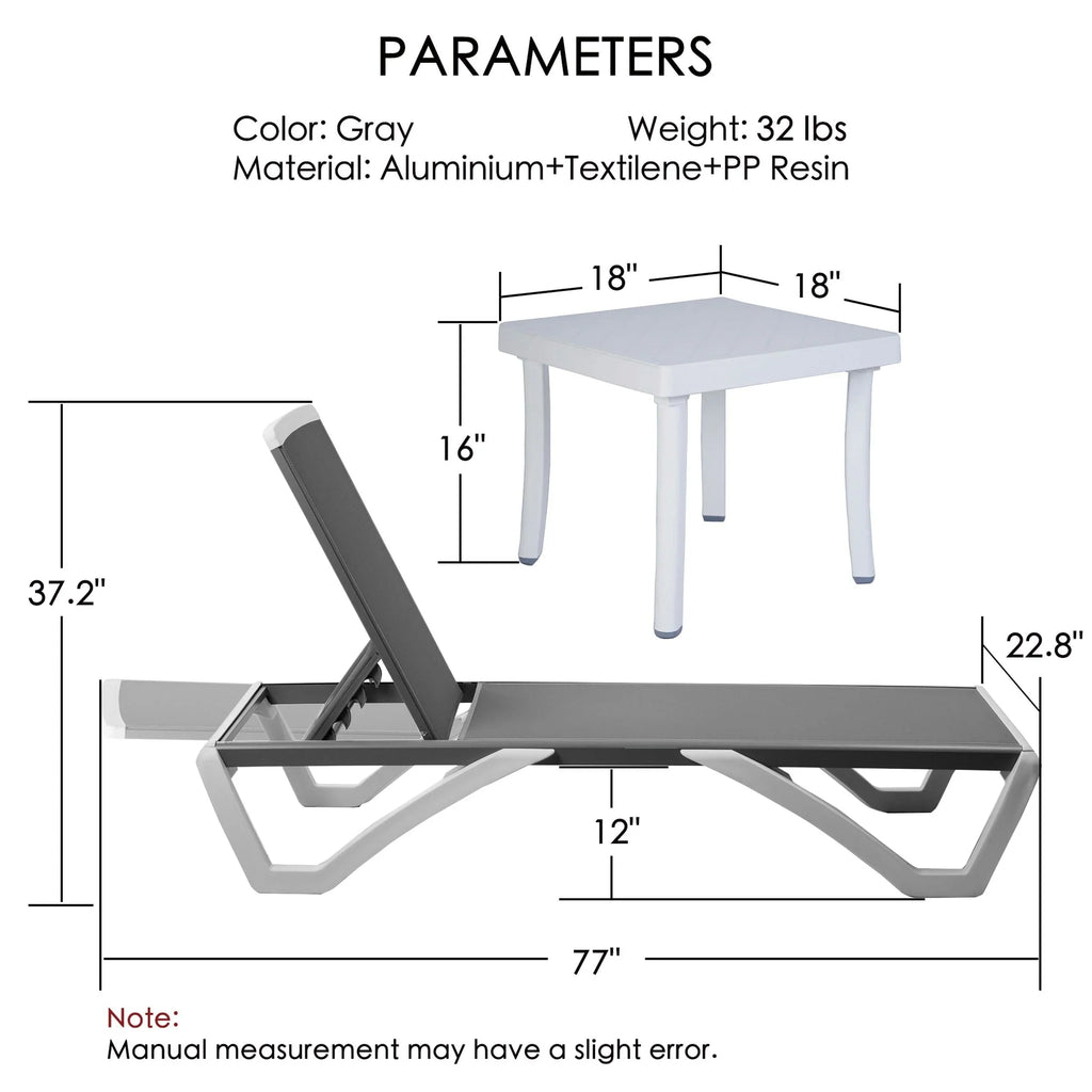 Kozyard Alan Chaise longue de patio inclinable et réglable, entièrement plate, en aluminium et résine de polypropylène