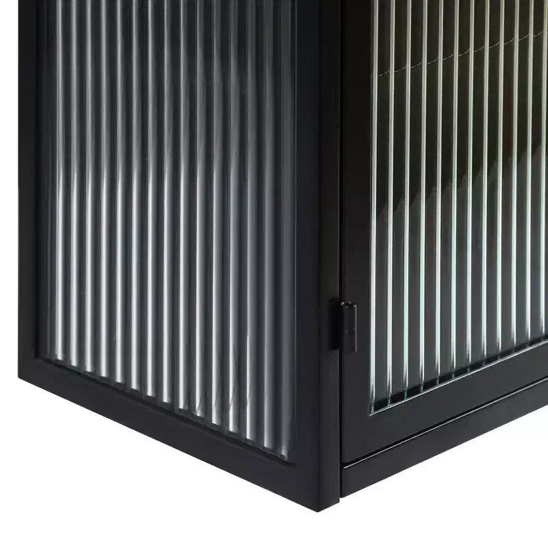 Meuble haut moderne à 2 portes Okak avec portes vitrées de rangement à 3 niveaux pour entrée/salle à manger/salon/cuisine
