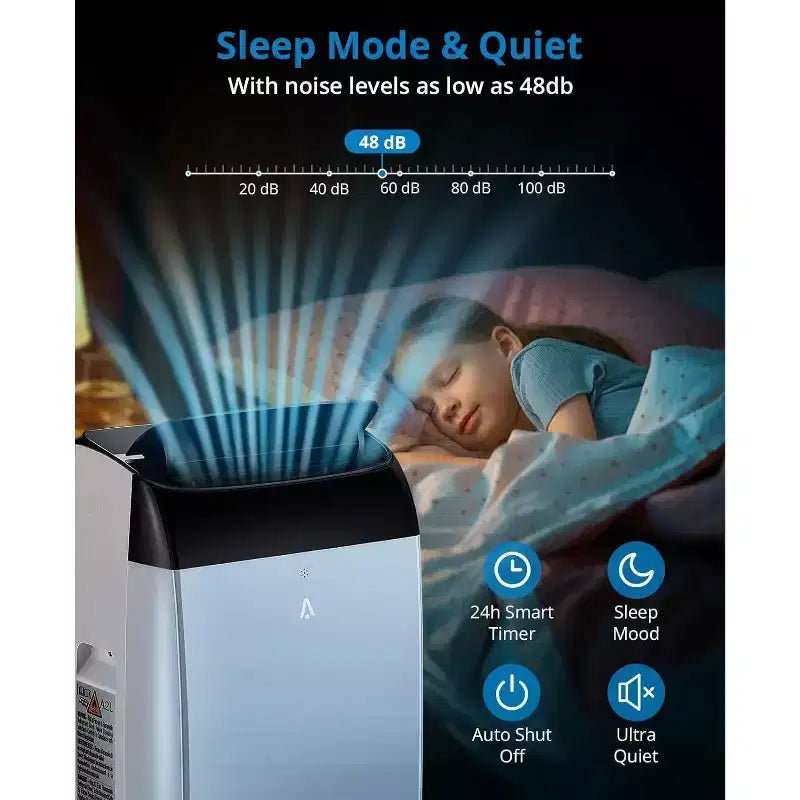 Climatiseur portable 14 000 BTU, unité de climatisation 3-en-1 pour pièces jusqu'à 70 m² avec déshumidificateur