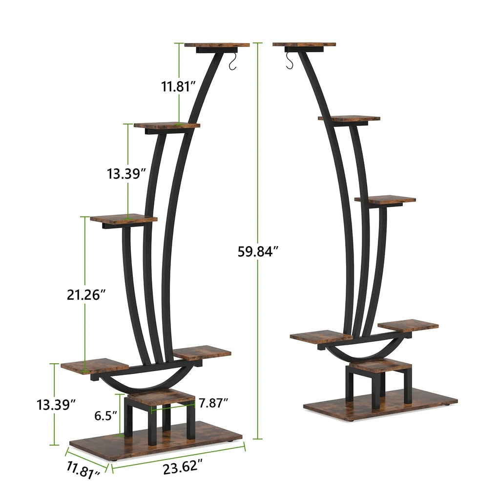 Étagère à plantes d'intérieur, porte-fleurs à 6 niveaux pour jardin - Lot de 2