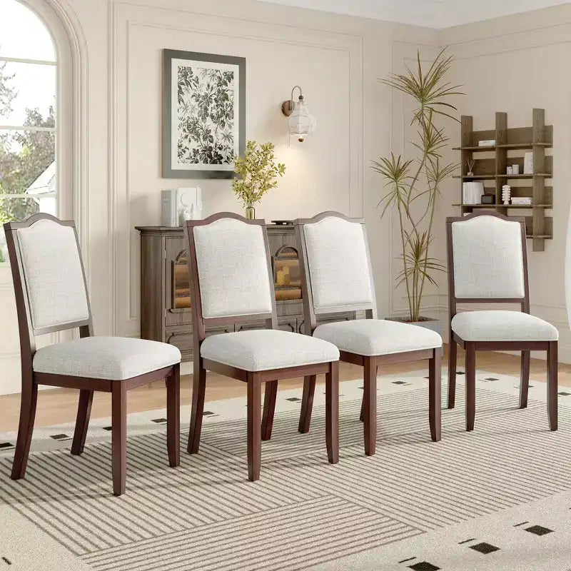 Lot de 4 chaises de salle à manger de style ferme avec dossier haut et assise rembourrée