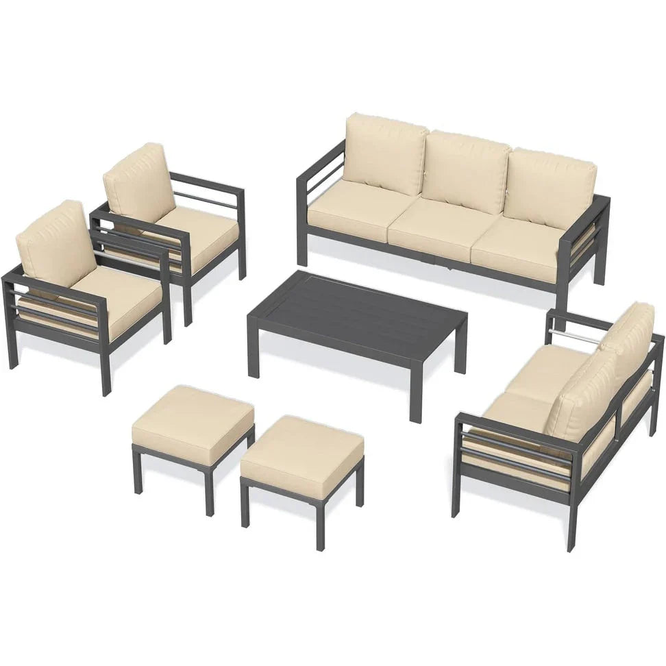 AECOJOY Ensemble de 7 Meubles de Jardin en Aluminium pour Extérieur