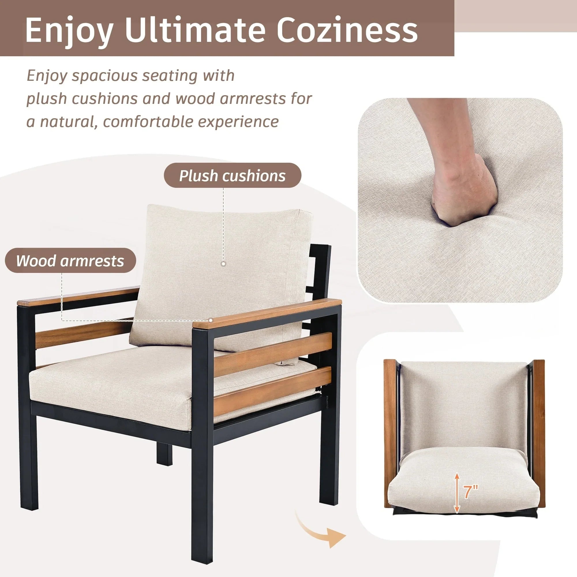 Ensemble de canapé de jardin 4 pièces