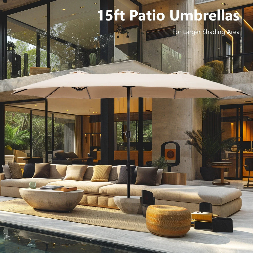 MAISON ARTS Grand Parasol Double Face de 4,5 m avec Base Incluse pour Patio