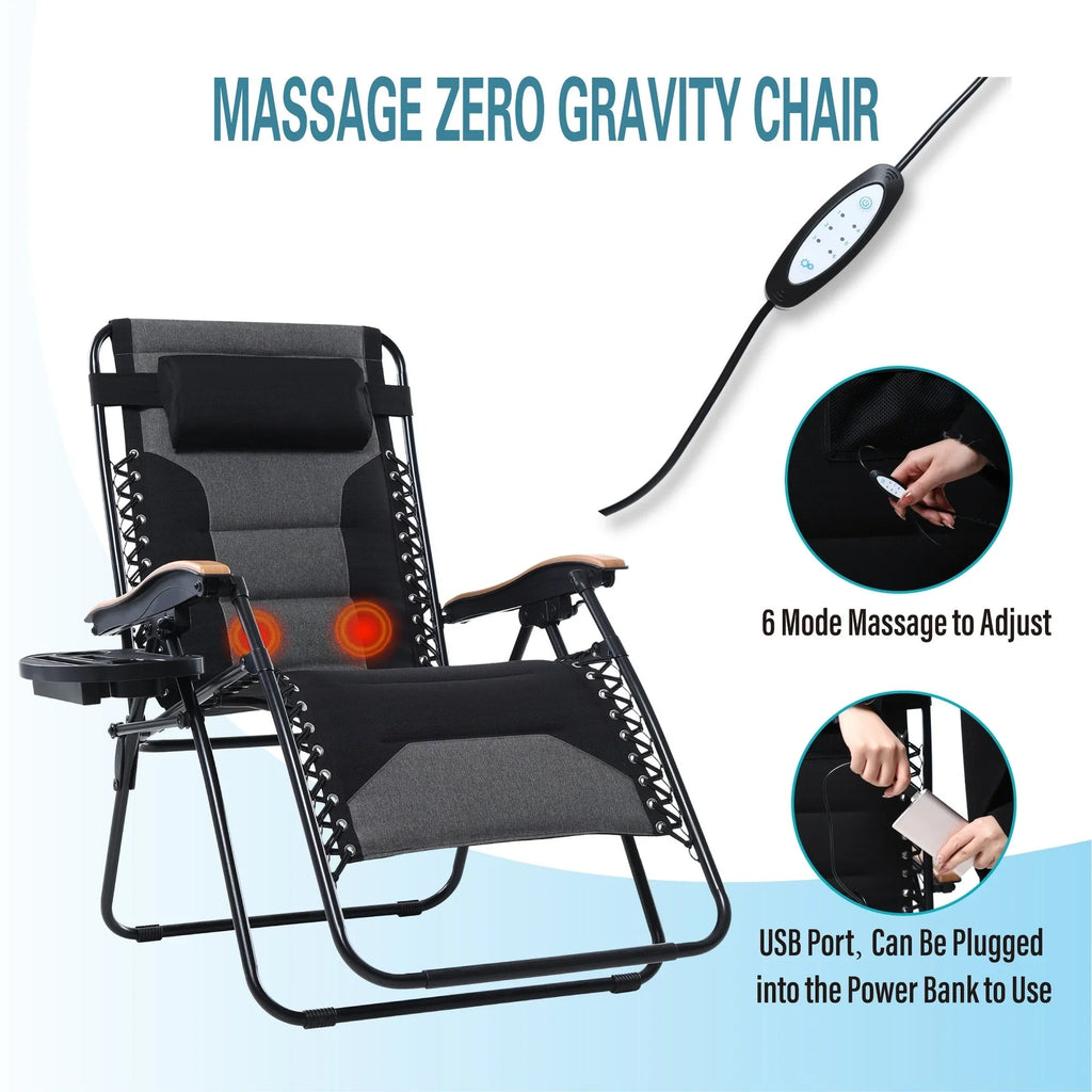 Fauteuil de relaxation zéro gravité XL surdimensionné rembourré avec accoudoirs plus larges et porte-gobelet réglable - N/A