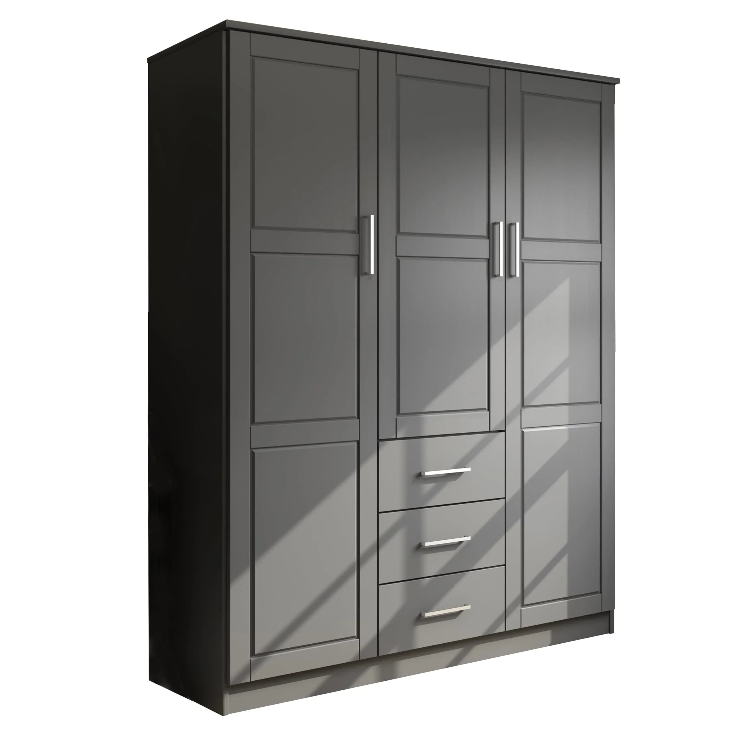 Palace Imports Armoire Cosmo 3 portes 100 % bois massif avec portes en bois massif ou portes miroir