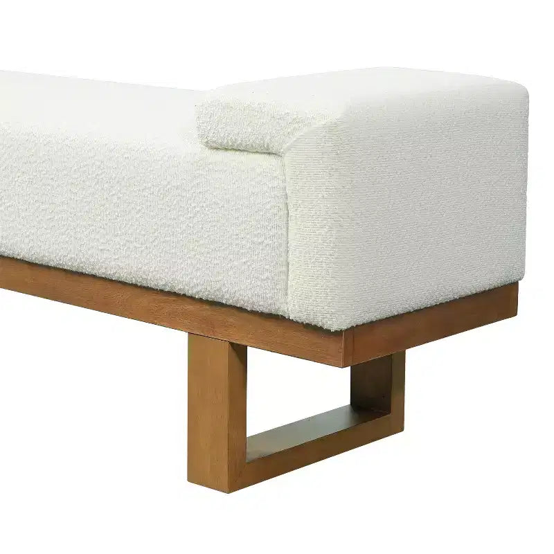 Banc rembourré Paulina moderne en bois d'hévéa et tissu bouclé Christopher Knight Home