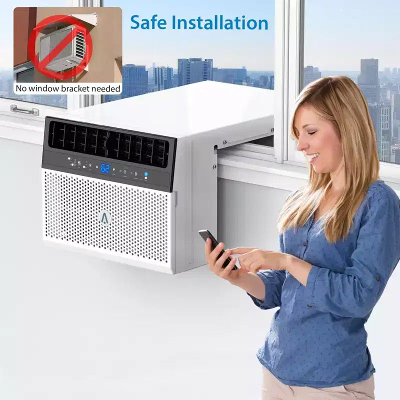 Climatiseur de fenêtre intelligent Acekool 6 000 BTU, climatiseur de pièce Wi-Fi avec télécommande, refroidissement silencieux pour pièces jusqu'à 23 m²