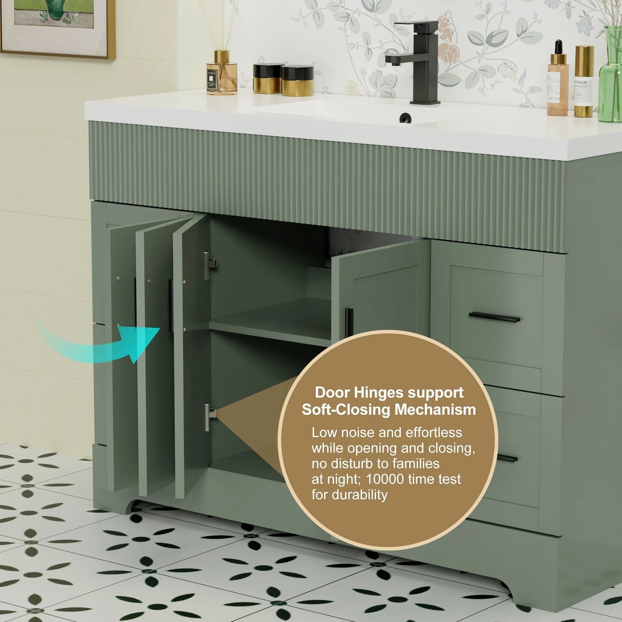 Meuble-lavabo de salle de bain Wavy Line 30/36/48 avec évier et robinet