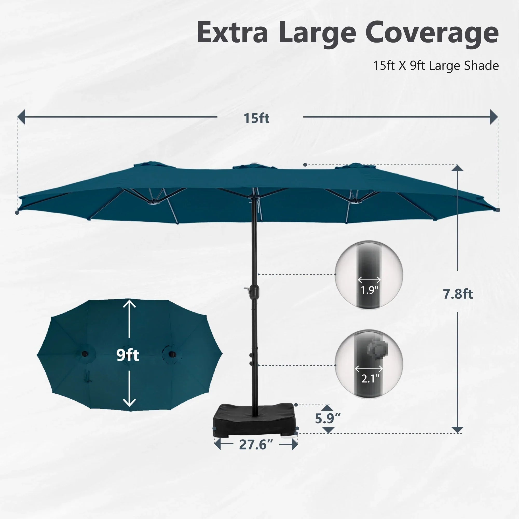 MAISON ARTS Grand Parasol Double Face de 4,5 m avec Base Incluse pour Patio