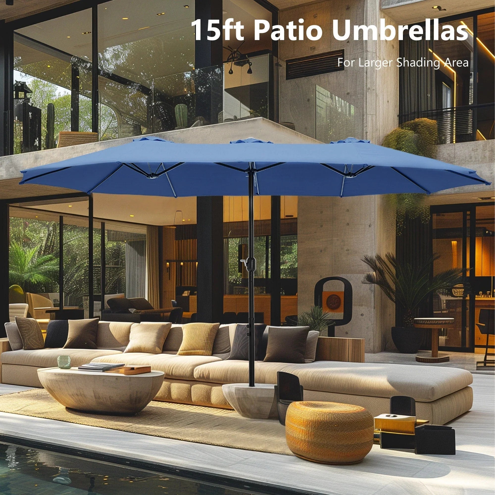 MAISON ARTS Grand Parasol Double Face de 4,5 m avec Base Incluse pour Patio