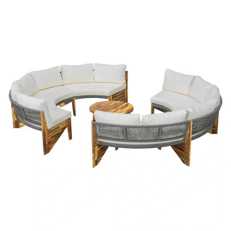 Ensemble de jardin 6 places avec coussins et 1 table basse
