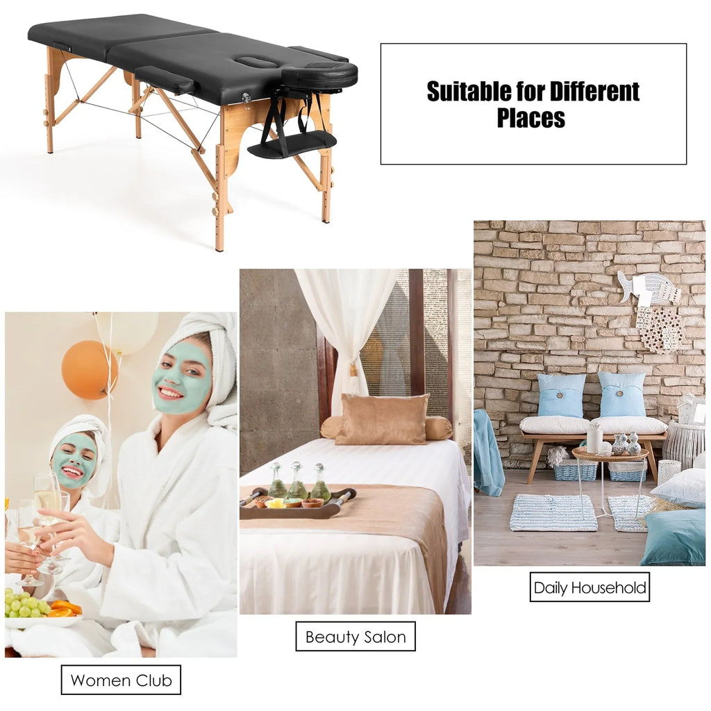 Table de Massage Portable 84L Réglable pour Soins du Visage, Tatouage, avec Housse de Transport