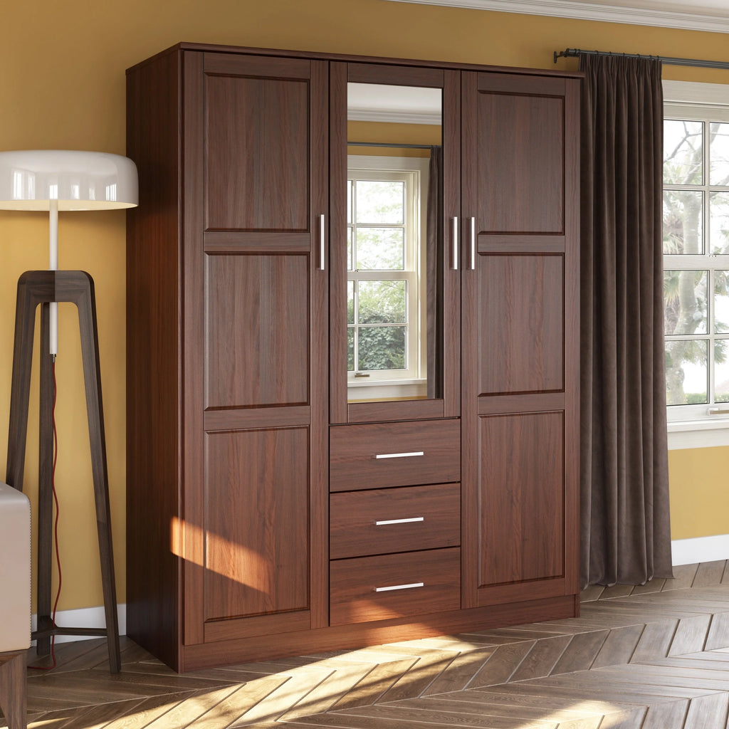 Palace Imports Armoire Cosmo 3 portes 100 % bois massif avec portes en bois massif ou portes miroir