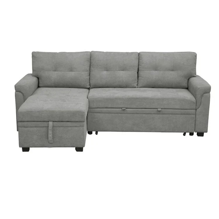 Canapé d'angle réversible convertible avec lit gigogne, méridienne de rangement et pieds durables