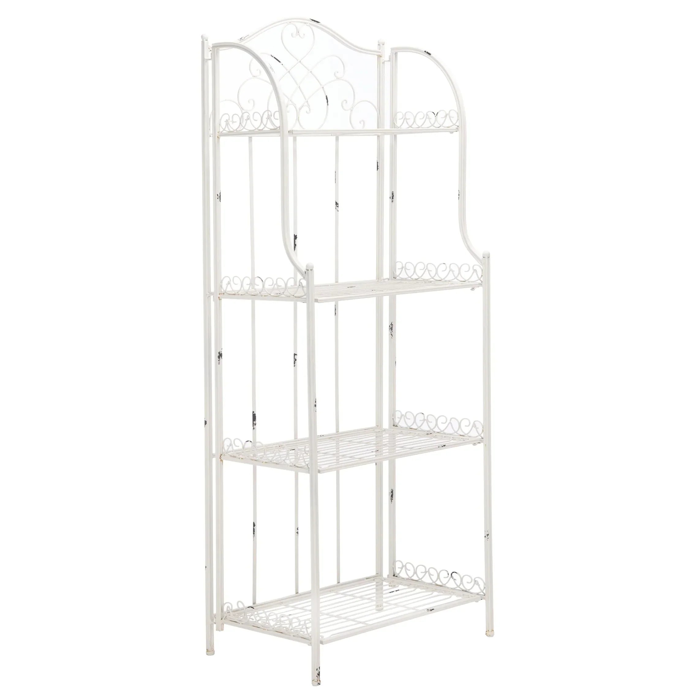 SAFAVIEH Bryn Étagère de boulanger d'extérieur victorienne en fer forgé à 4 niveaux - 63,5 cm l x 38,1 cm P x 160 cm H - 25L x 15P x 63H